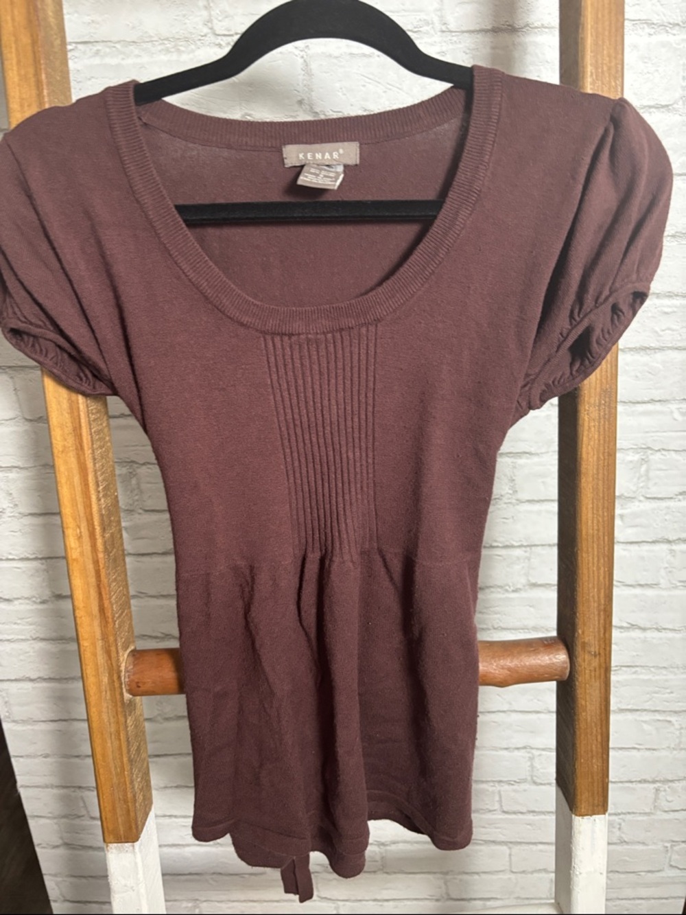 Kenar Short Sleeve Scoop Neck Tunic — Brown